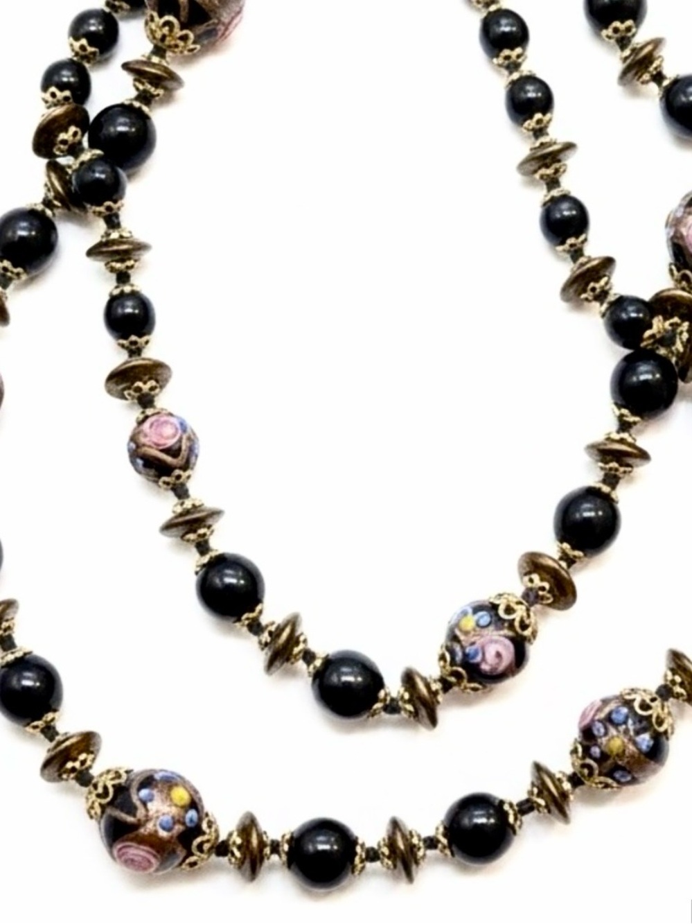 Vintage Venetian Murano Wedding Cake Beads Necklace